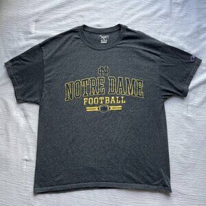 Notre Dame Football Champion Gray Graphic T-Shirt Men's Size XL Cotton Blend